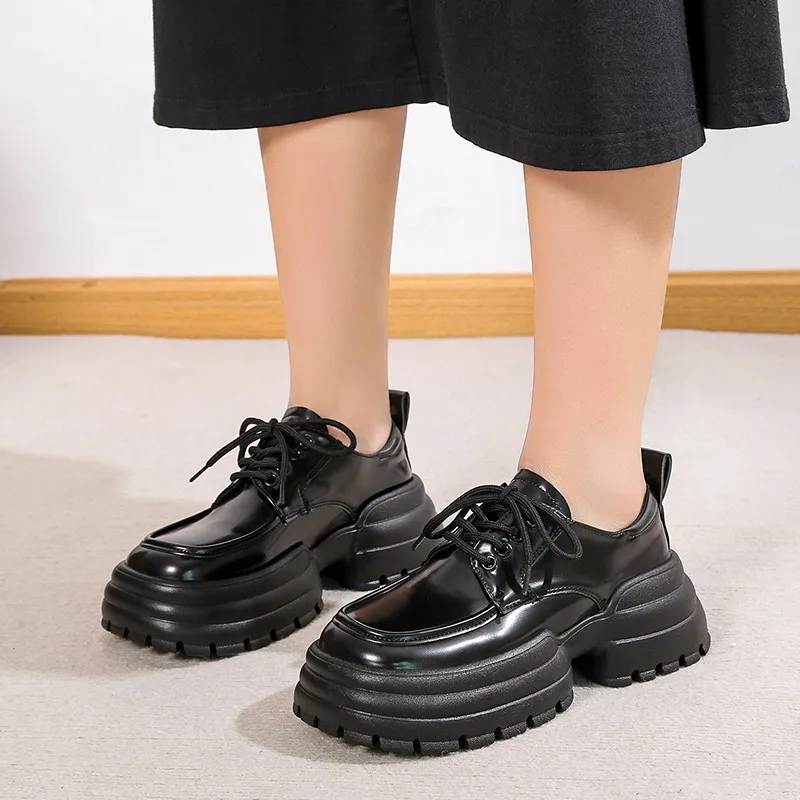 

Женские туфли с круглым носком, на толстой подошве, Вулканизированная подошва, Нескользящие, повседневные, весна-осень 2023