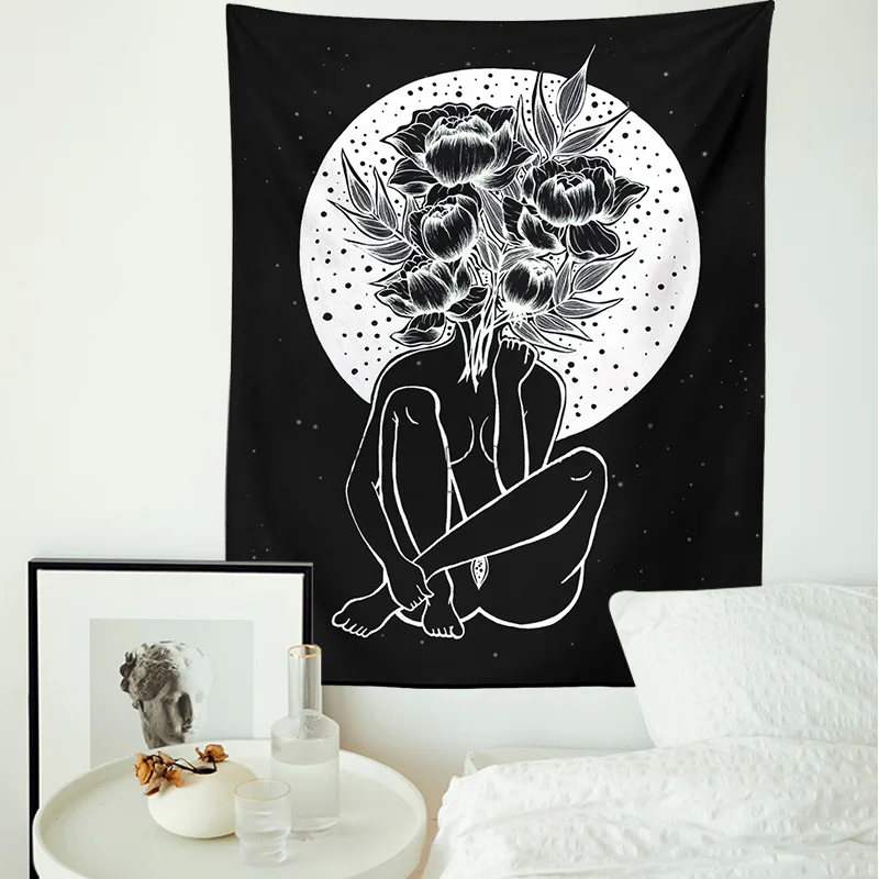Гобелен с изображением гриба настенные психоделические грибы девушка цветок