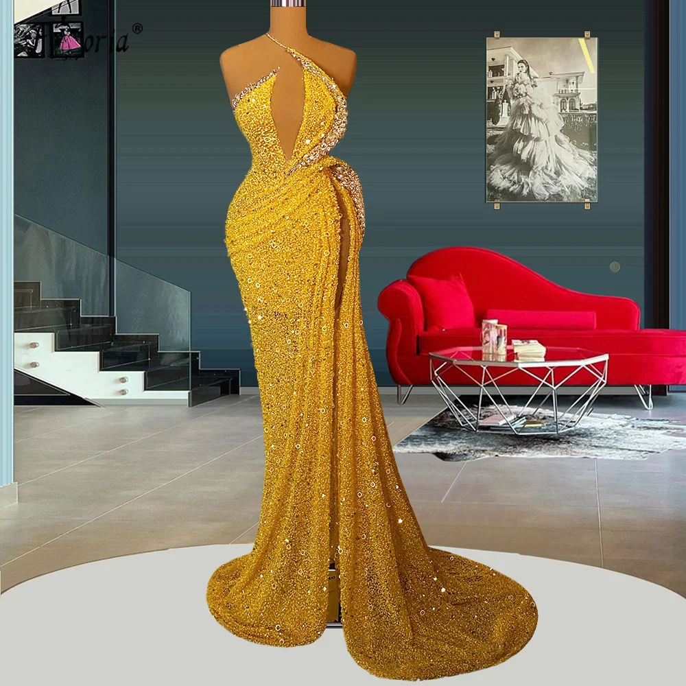 

Платье макси для выпускного вечера, с высоким разрезом и блестками