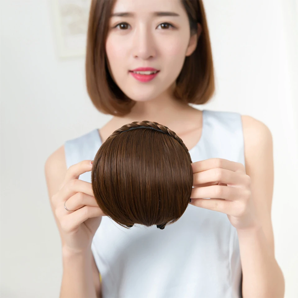 Искусственные натуральные парики для волос SEEANO челки с косами термостойкие