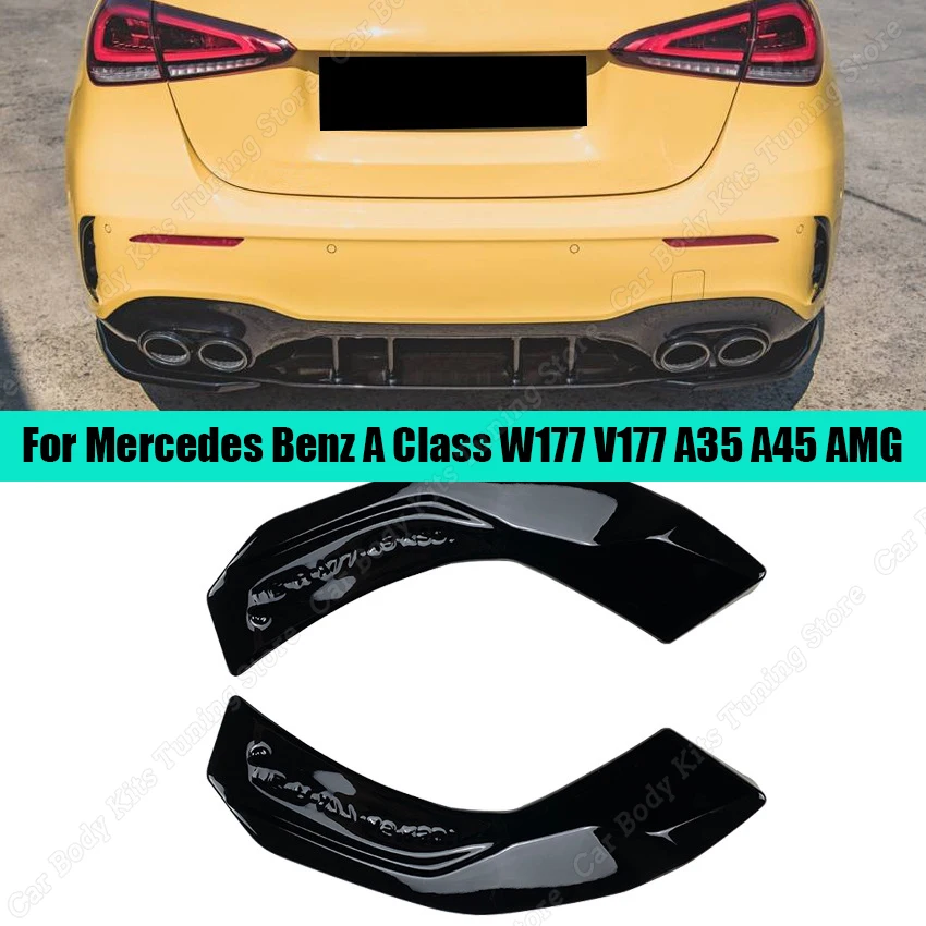 

2Pcs Car Rear Bumper Diffuser Splitter Canard Spoiler For Mercedes Benz A Class W177 V177 A35 A45 AMG Hatchback 2019-2022 ABS