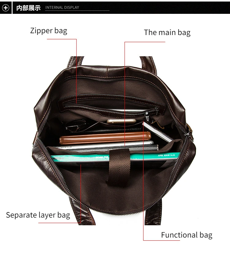 Men's Business Bag Leather One-shoulder Bag Portable Briefcase Men's Leather One-shoulder Messenger Bag Cross-body Laptop bags