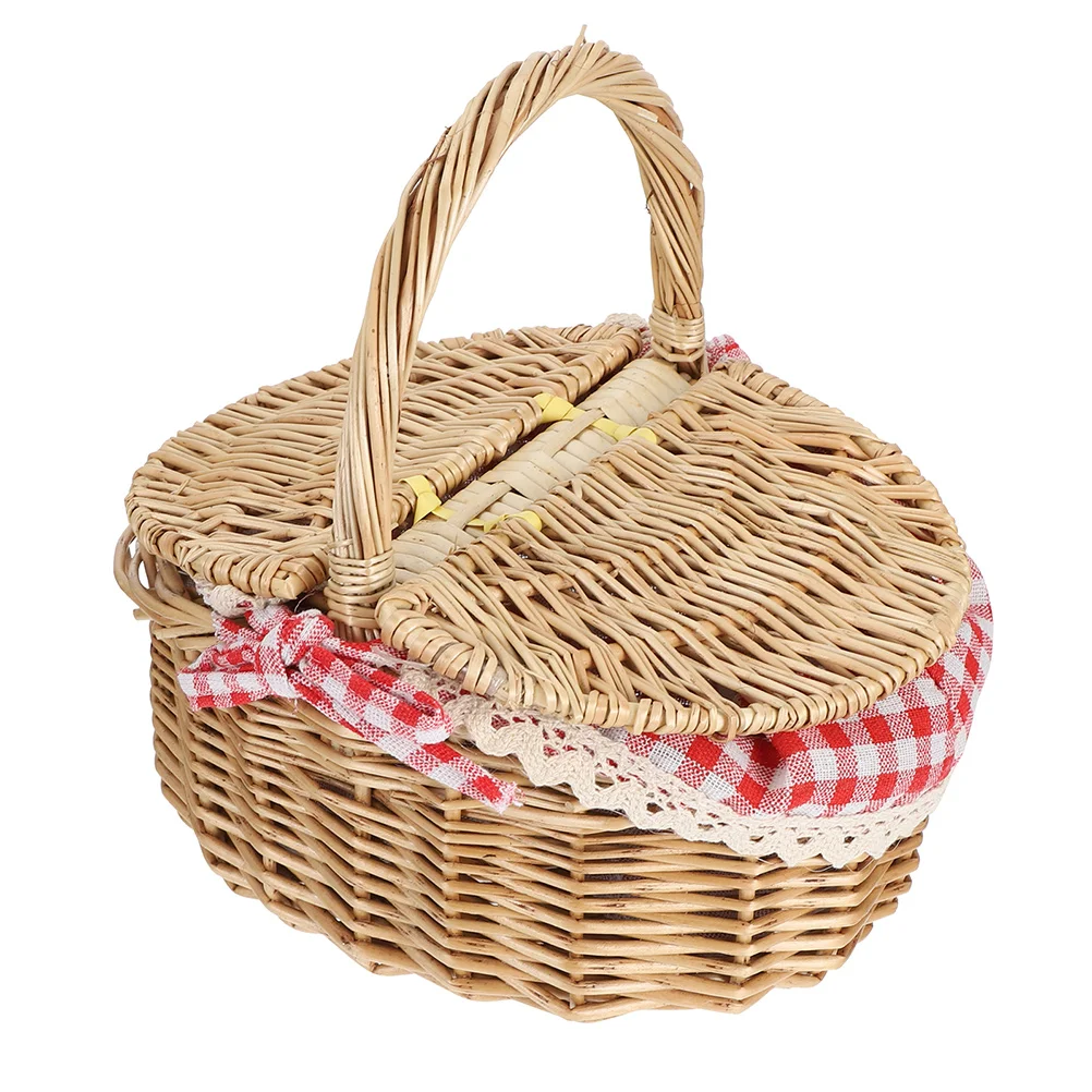 

Rattan Picnic Basket Supply Plastic Outdoor Playsets Handheld Food Kids Toys Straw