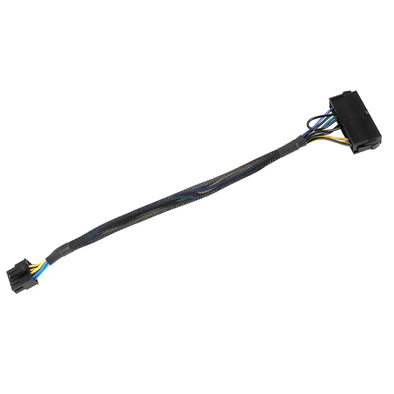 24 Pin to 10 ATX PSU Main Power Adapter Braided Sleeved Cable for IBM Lenovo PC and Servers 12-Inch(30cm)