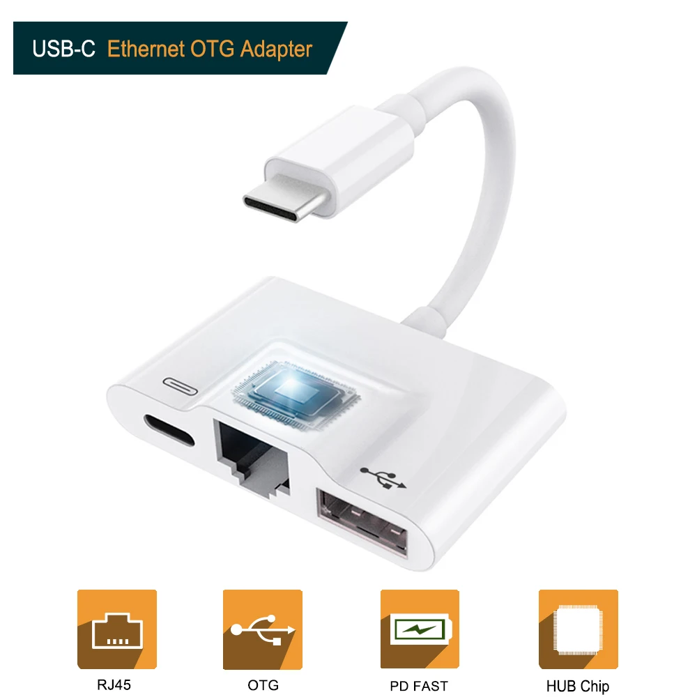 

Type C to RJ45 Ethernet Adapter USB C OTG Adapter PD USB Ethernet OTG Card Reader Adapter for iPad Pro for iPad Google