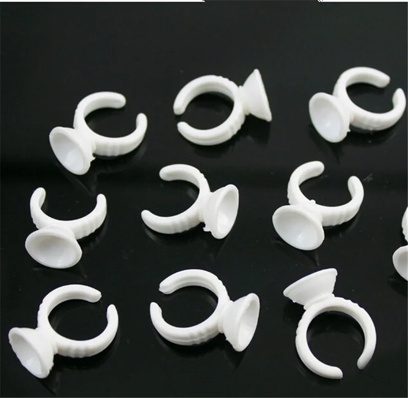 

100 Pcs/set holesale Disposable Eyelash Extension Glue Holder 13mm Tattoo Adhesive Pigment Holders Ring