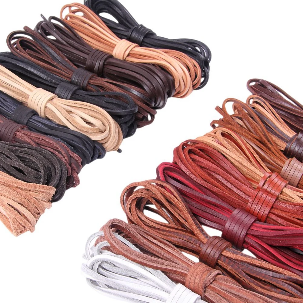 

Flat Genuine Leather Cord High Quality Leather Strip Leather Ribbon 5 Meters Accessories For Leather Bracelets Jewelry Making