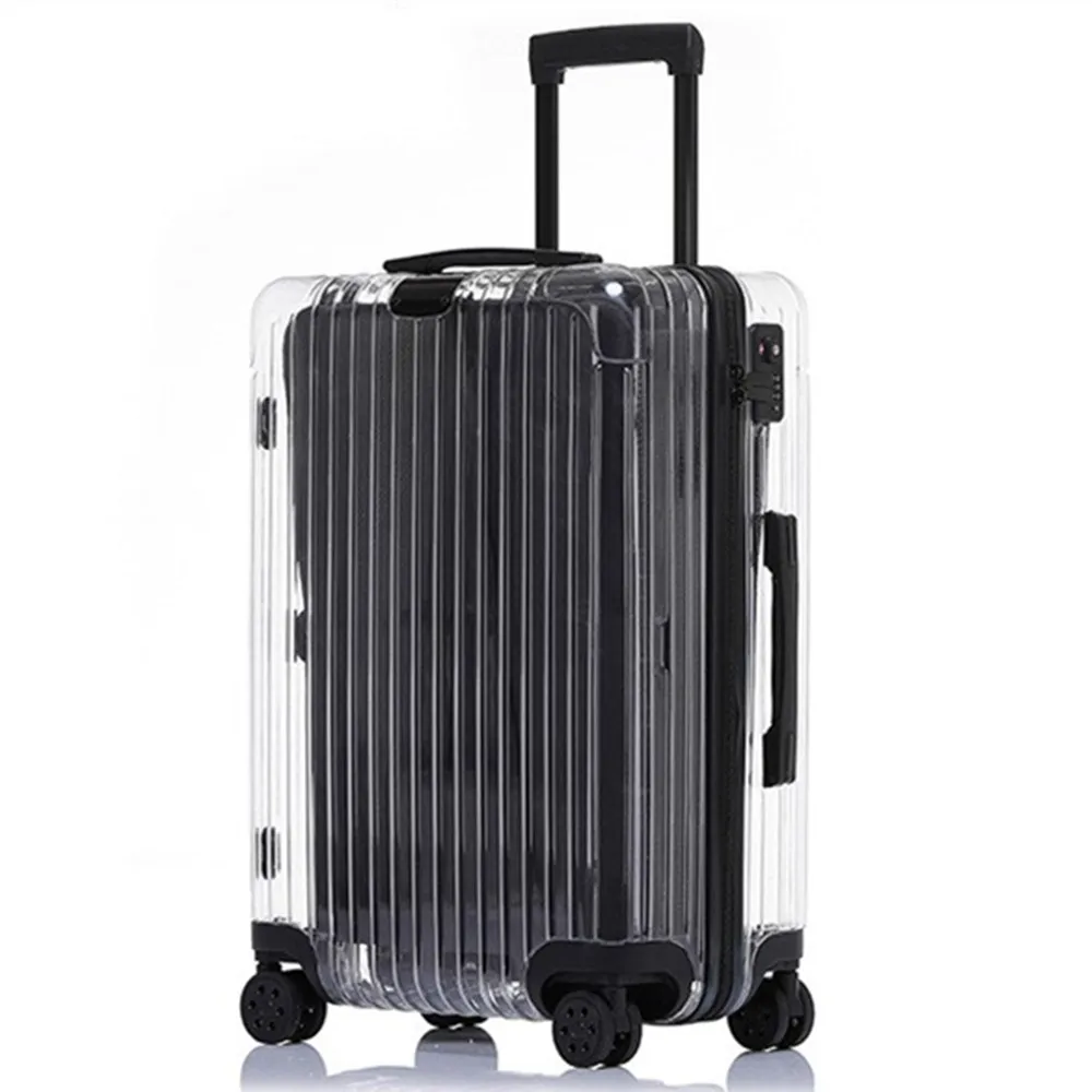 

Transparent Suitcase Bag 24 Inch Travel Trolley PC Luggage Boarding Case Password Lockbox Universal 4 Wheel Baggage Handbag Box