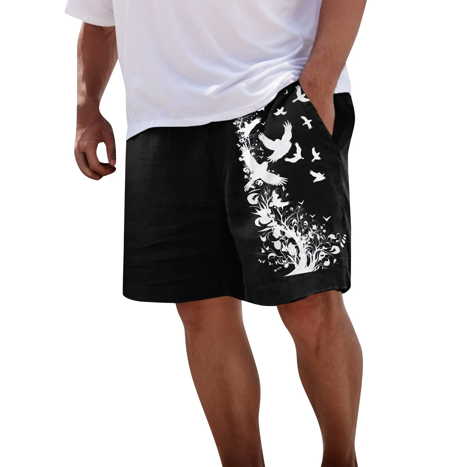 

Мужские мешковатые шорты-карго с карманами, свободные пляжные шорты на шнуровке с 3D принтом, Летние повседневные уличные рабочие шорты, брюки