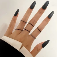 bohemian black gold color rings set for women girls simple chain finger rings jewelry gifts ring female