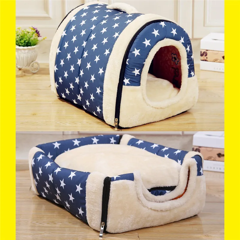 

New Pet Supplies Warm House Washable Pet bed for Large Medium Dogs Travelling Portable Dot Print Flower Pet House Sleeping Bed