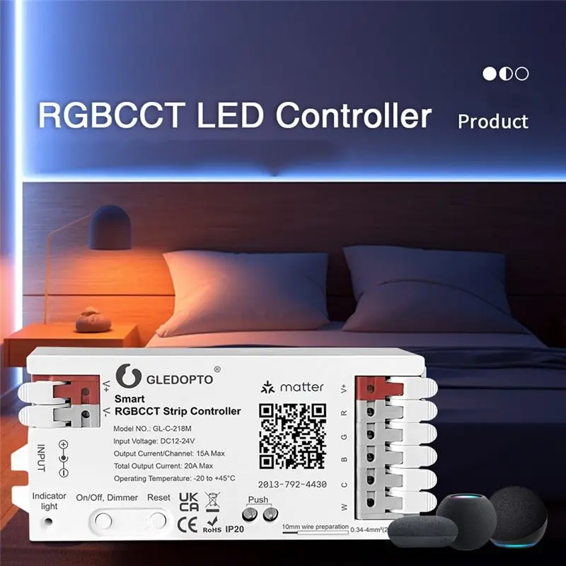 Фото Контроллер светодиодных лент GLEDOPTO RGBCW для Amazon и Google №3