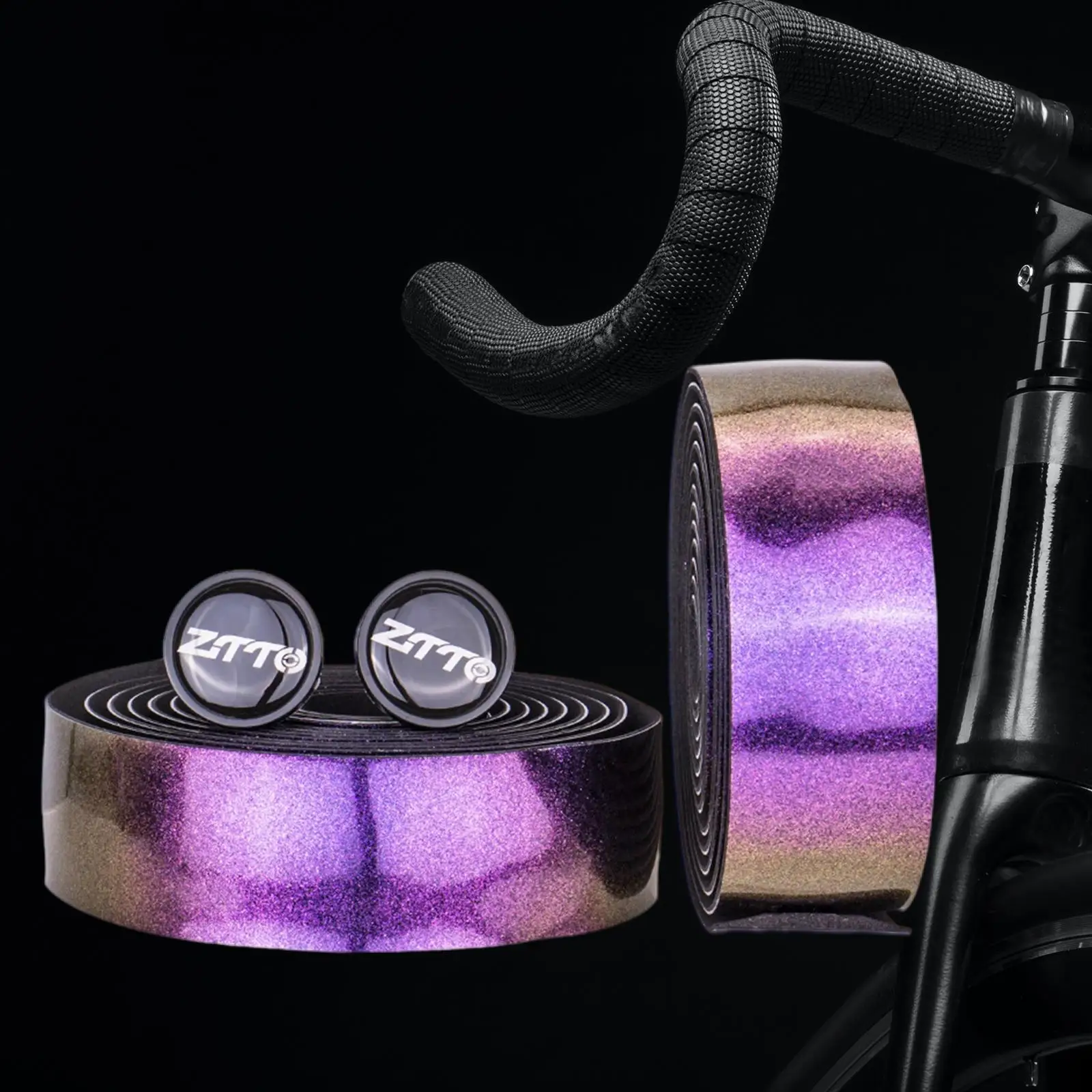 

1 Pair Mountain Bike Handlebar Tapes End Plugs Purple Cycling Soft Adhesive Shockproof Waterproof Bicycle Handle Wraps