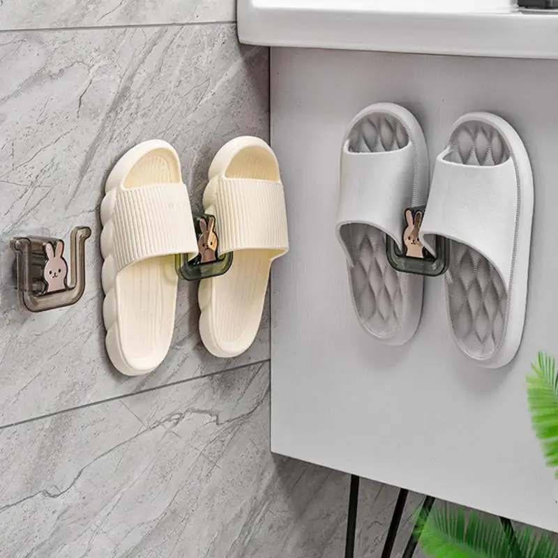 

Cute Slipper Rack Punch-free Installation Wall-mounted Storage Cute Bathroom Universal Hook Slipper Rack 8.3*4.5*7.5cm Shoe Rack
