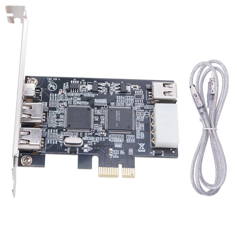 

PCI-E 1X IEEE 1394A 4-портовый (3 + 1) адаптер карты Firewire 1394 A Pcie с 6-контактным до 4-контактным кабелем IEEE 1394 для настольного компьютера