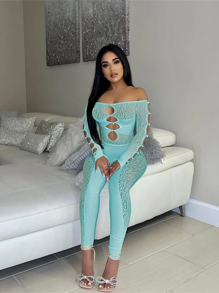 

WESAYNB Wholesale y2k Clothes Sexy Jumpsuit Women 2022 Mesh One-pieces Romper Womens Jumpsuit Summer Bodycon Blue Club Outfits
