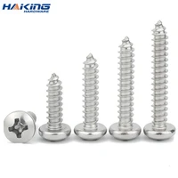 10 pcslot cross recessed round head tapping screw m3 m3 5 m4 m5 m6 m8 stainless steel