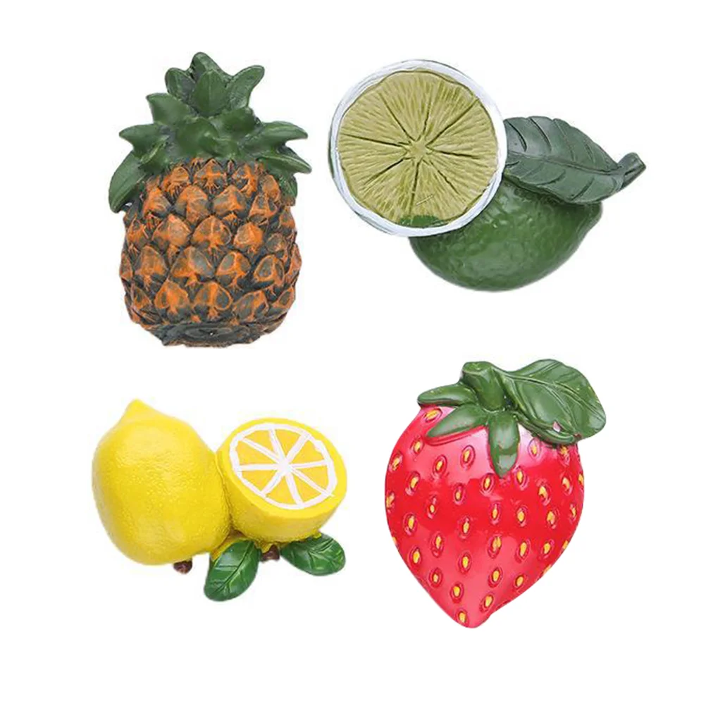 

4pcs Simulated Fruit Fridge Magnet Whiteboards Refrigerators Magnet Adornment