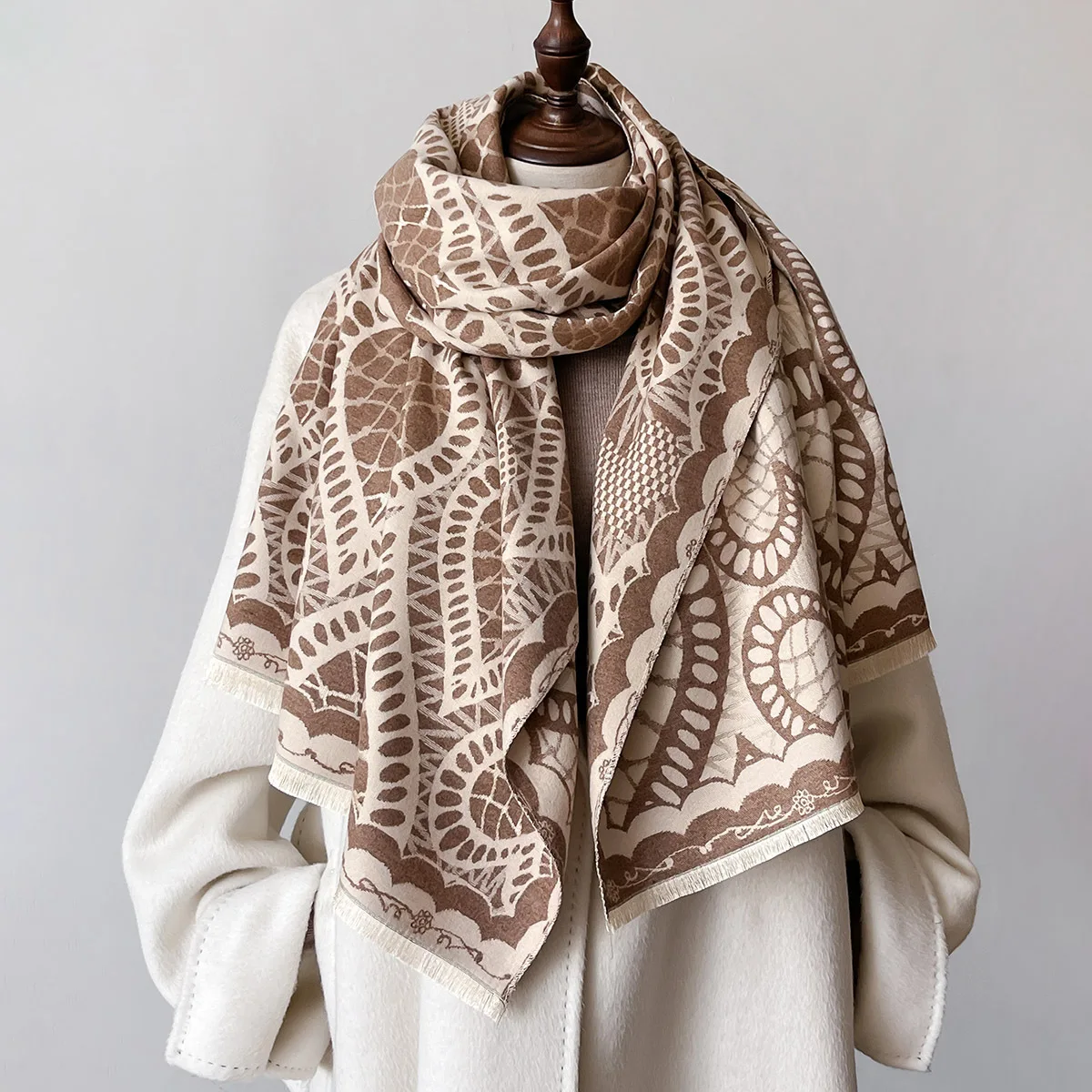 Толстый зимний теплый шарф для женщин дизайнерская кашемировая шаль с принтом