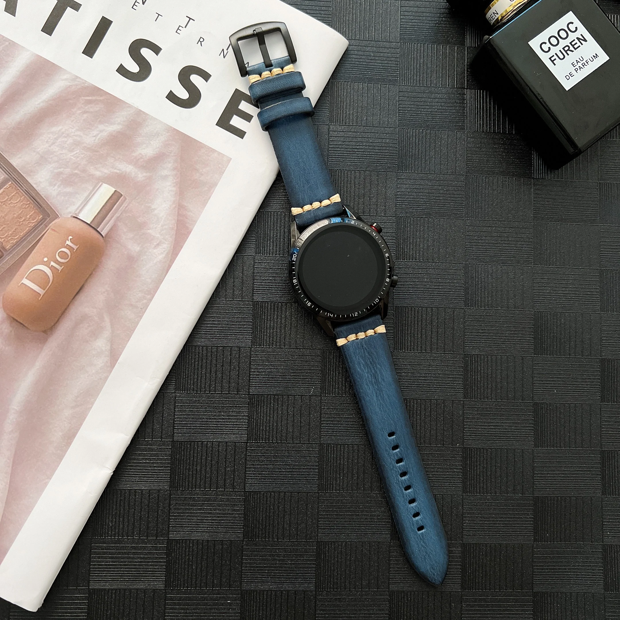 20mm 22mm For Samsung Galaxy Watch Gear S3 46mm Handmade Vintage Leather Strap for Huawei Watch GT 2 Galaxy Watch Active2 Strap