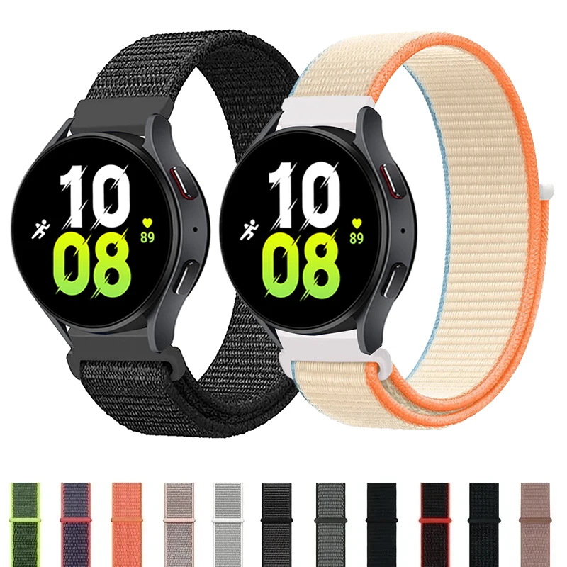 Фото Нейлоновый ремешок для часов Samsung Galaxy Watch 6 4 7 FE classic/5 Pro/active 2/Gear S3 20 мм/22 мм, браслет для часов Huawei Watch GT 3 Pro №1