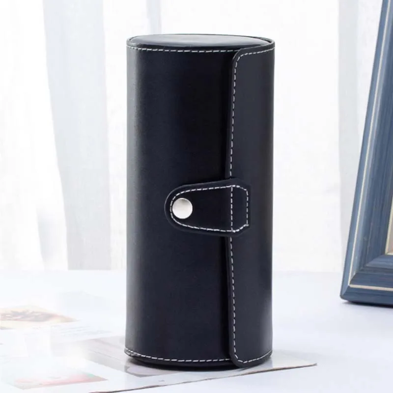 Черный/коричневый 3 слота рулон часов для путешествий Чехол портативный кожаный