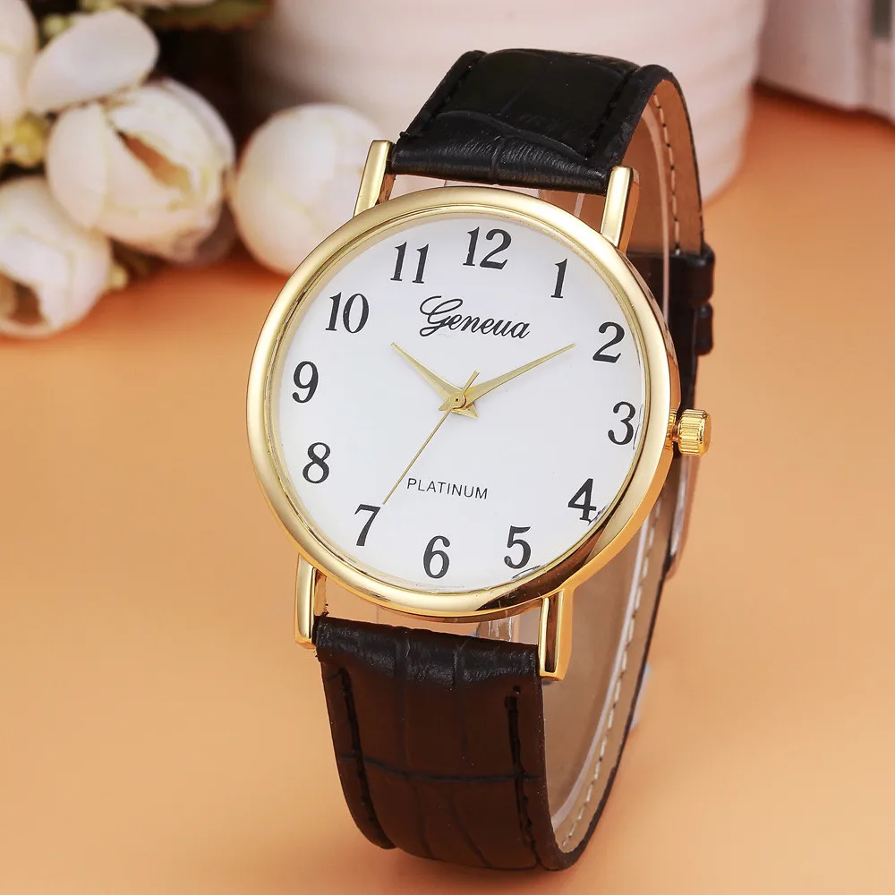 

NO.2-W019-17 Women relojes mujer Fashion Women Faux Leather Analog Quartz Wrist Watch Women Bracelet Watch Ladies Clock &Ff