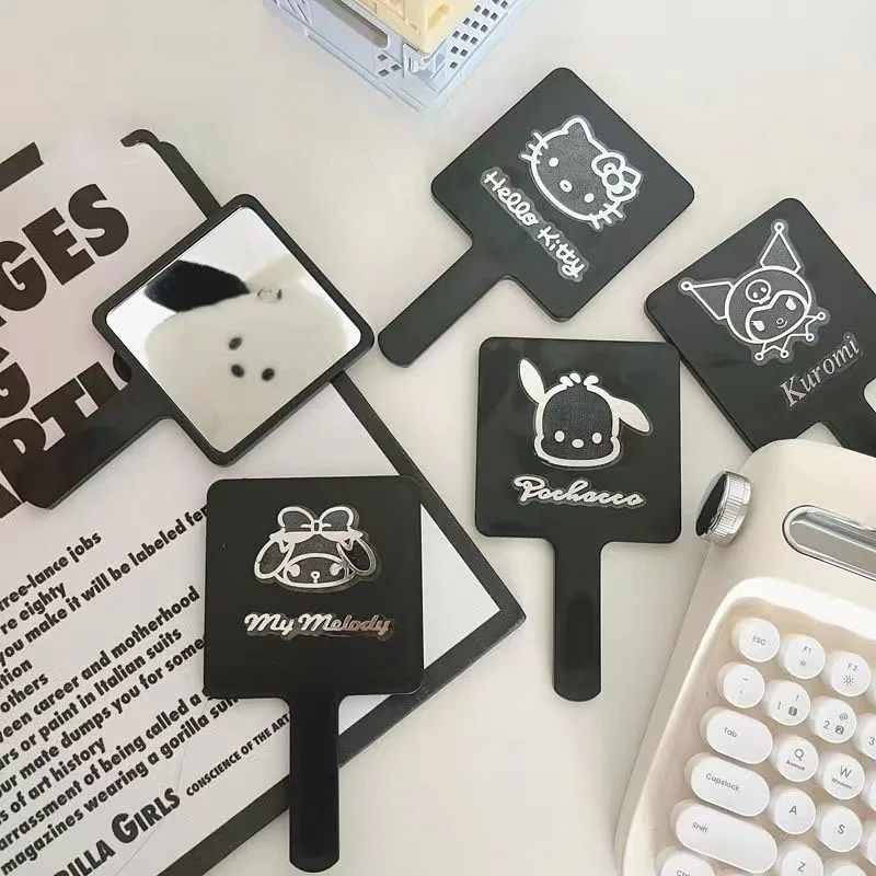 

Kawaii Sanrio Small Mirror Hello Kitty Cinnamoroll Cartoon Cute Black Portable Handheld Makeup Mirror Girls Christmas Gifts