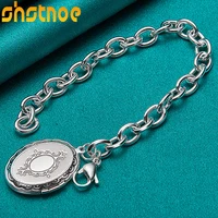 925 sterling silver oval photo frame chain bracelet for women party engagement wedding valentines gift fashion charm jewelry