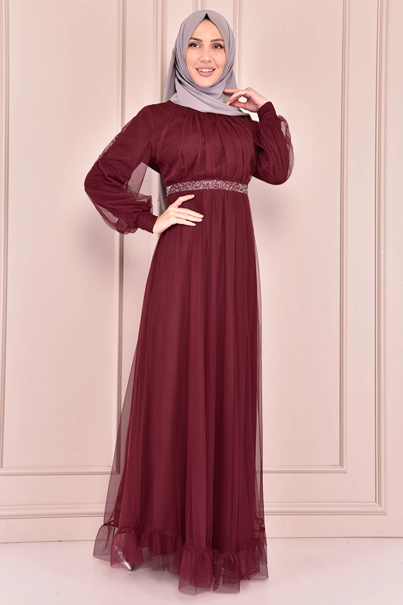 Платье с камнями, бордовые платья для женщин, платье-Абая, мусульманское женское платье, Саудовская Аравия