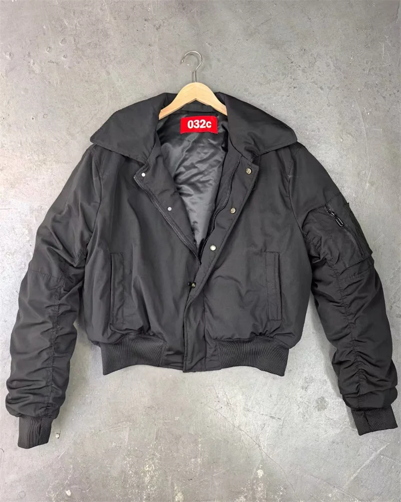 Новая черная куртка 032C короткая свободная повседневная зимняя мужская