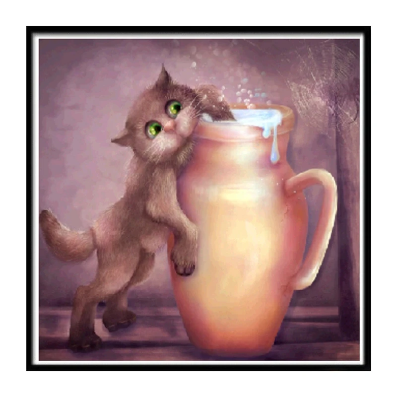 

Алмазная живопись «сделай сам», полный круг, украшение для дома, искусство, аксессуары для подарка, кошка, крадущий крем