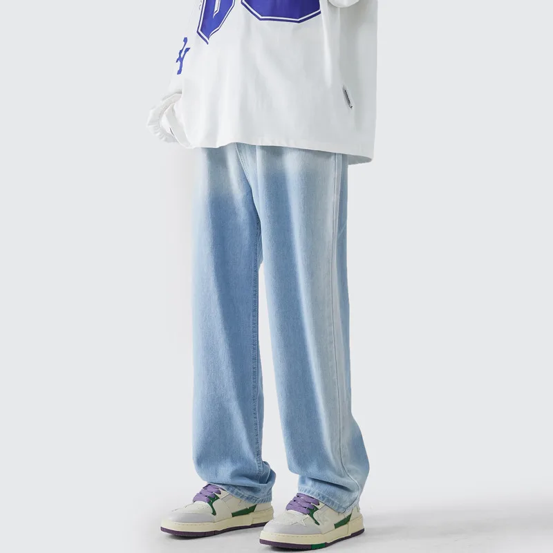 Blue Baggy Jeans Men Fashion Retro Gradient Straight Jeans Men Japanese Streetwear Hip-hop Loose Denim Pants Mens Trousers M-2XL