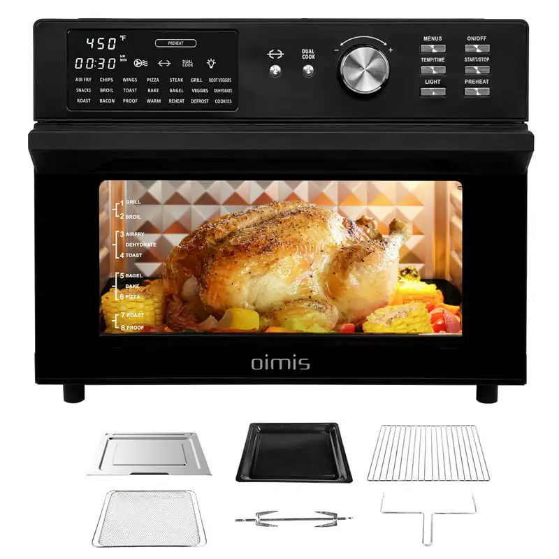

21-in-1 Smart Air Fryer Toaster Ovens, 32QT Extra Large Countertop Convection Oven with Rotisserie&Dehydrator, 8 Accessories