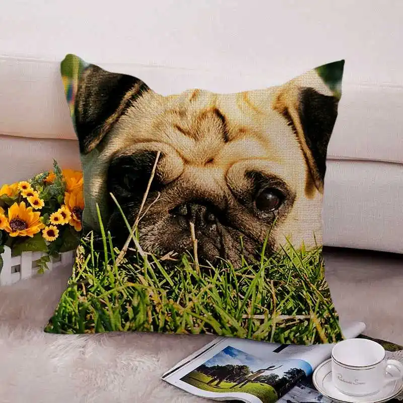 

45x45cm Cute Dog Pillowcase Decorative Puppy Cushion Cover Printed Sofa Throw Pillow Car Cushion Christmas Home Decoration