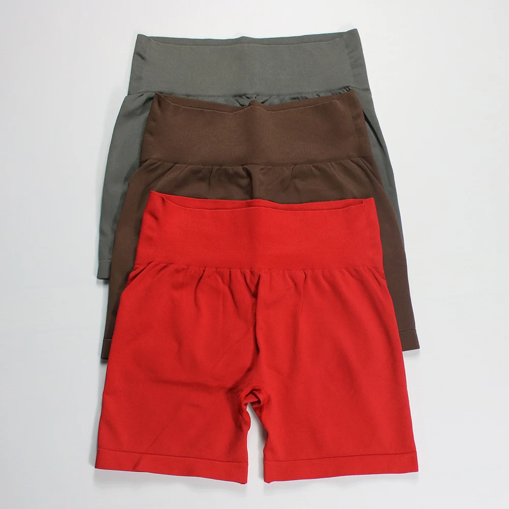 Женский однотонный бесшовный спортивный костюм из двух предметов