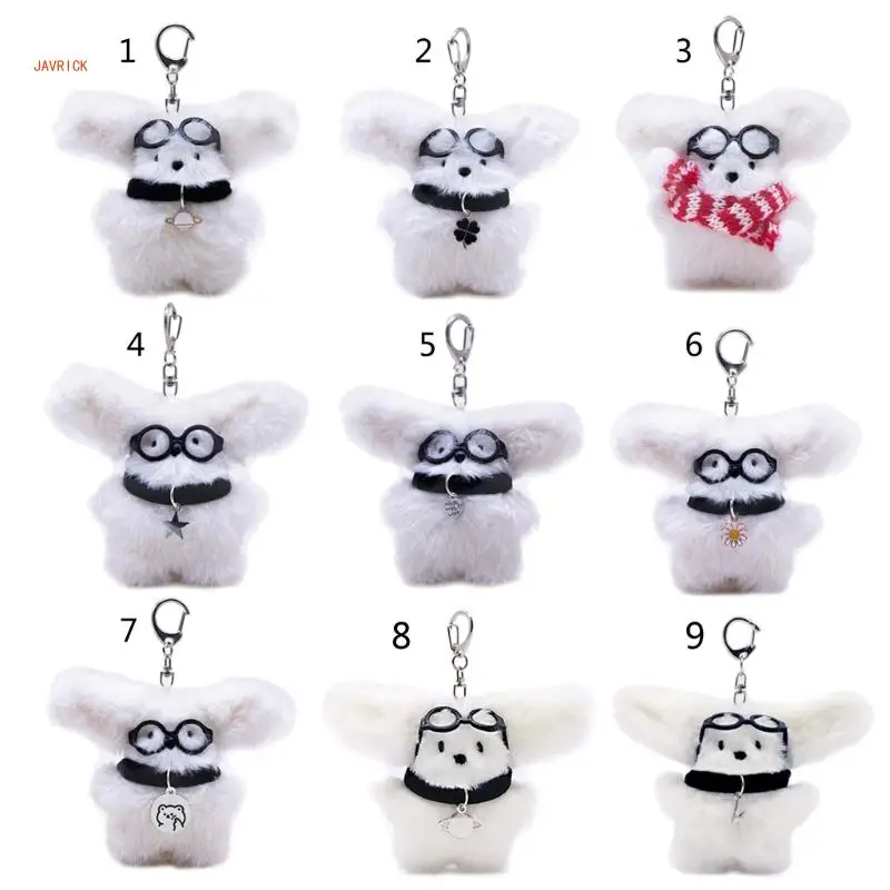 

Lovely Plush Dog Ornament Stuffed Toy with Glasses Perfect Couple Gift Dog Bag Pendant Keychain Decorations