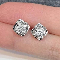 huitan romantic rose stud earrings with cubic zirconia fashion ear piercing accessories for women fancy anniversary gift jewelry