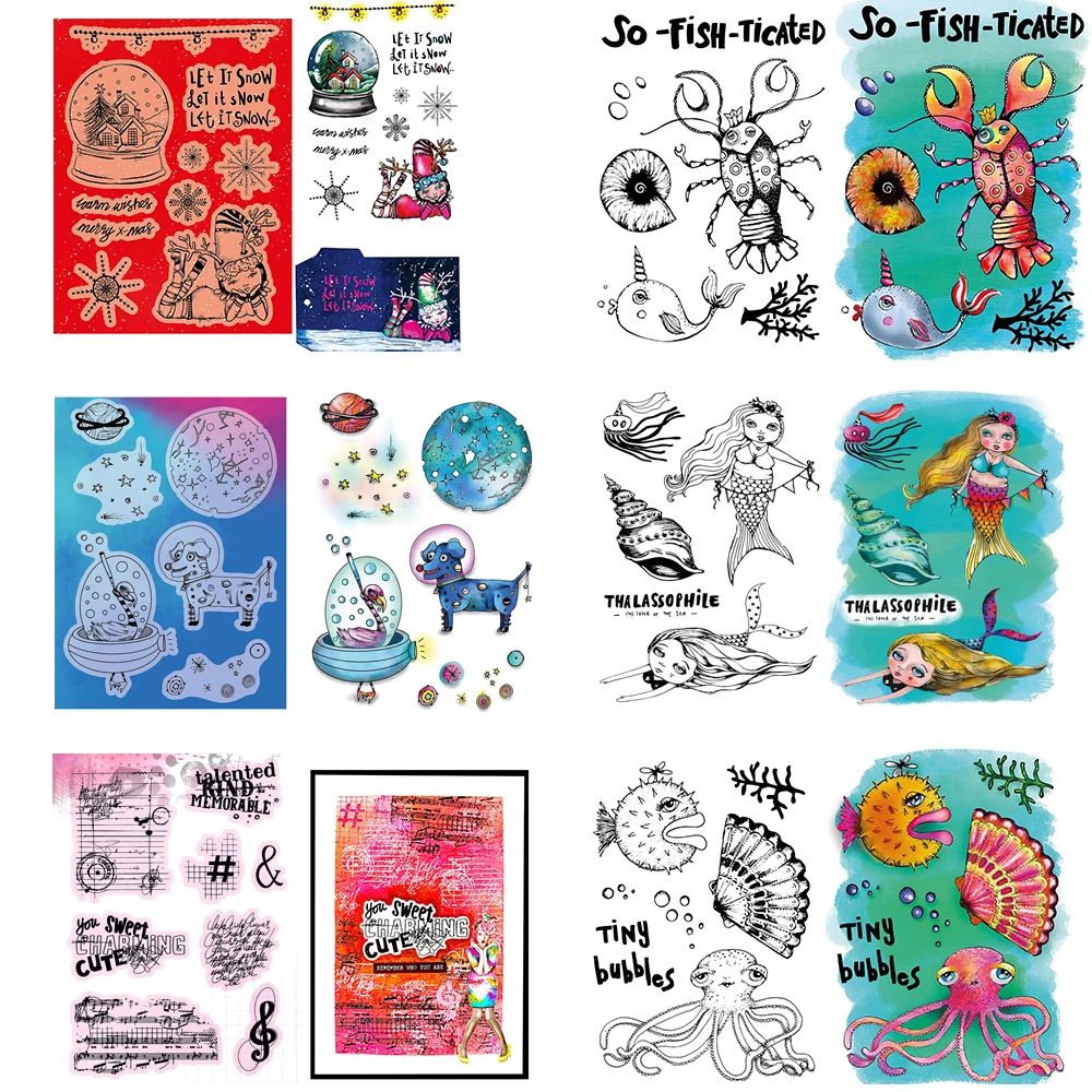 Штампы с морскими животными прозрачные штампы рисунком акулы морского конька