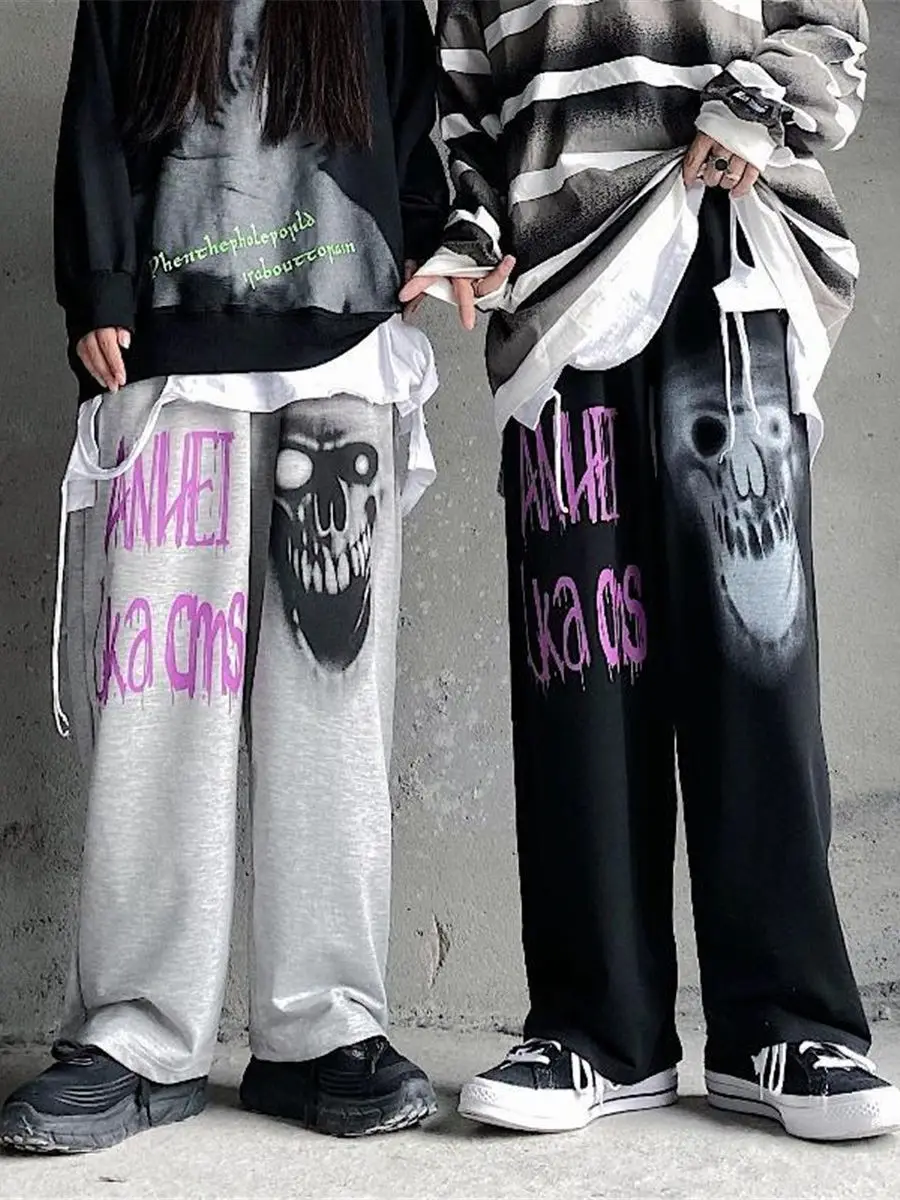 

Black Gothic Devil Pants Streetwear Women High Street Joggers Trousers Hip Hop Rock Pants Spring Summer Punk Cargo Pants Females