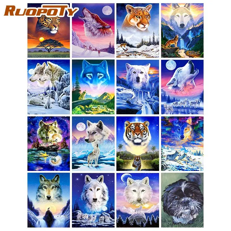 

RUOPOTY Abstract Painting By Number Sky Animals Wall Art DIY Frame Picture By Numbers Unique Gift For Living Room