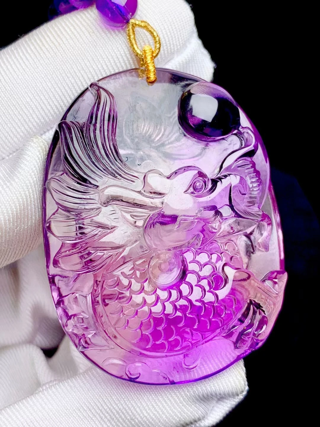 

Подвеска из натурального фиолетового аметиста и кварца диаметром 453414 мм, ожерелье из резного дракона для женщин и мужчин с аметистом, ювелирные изделия из 18-каратного золота AAAAA