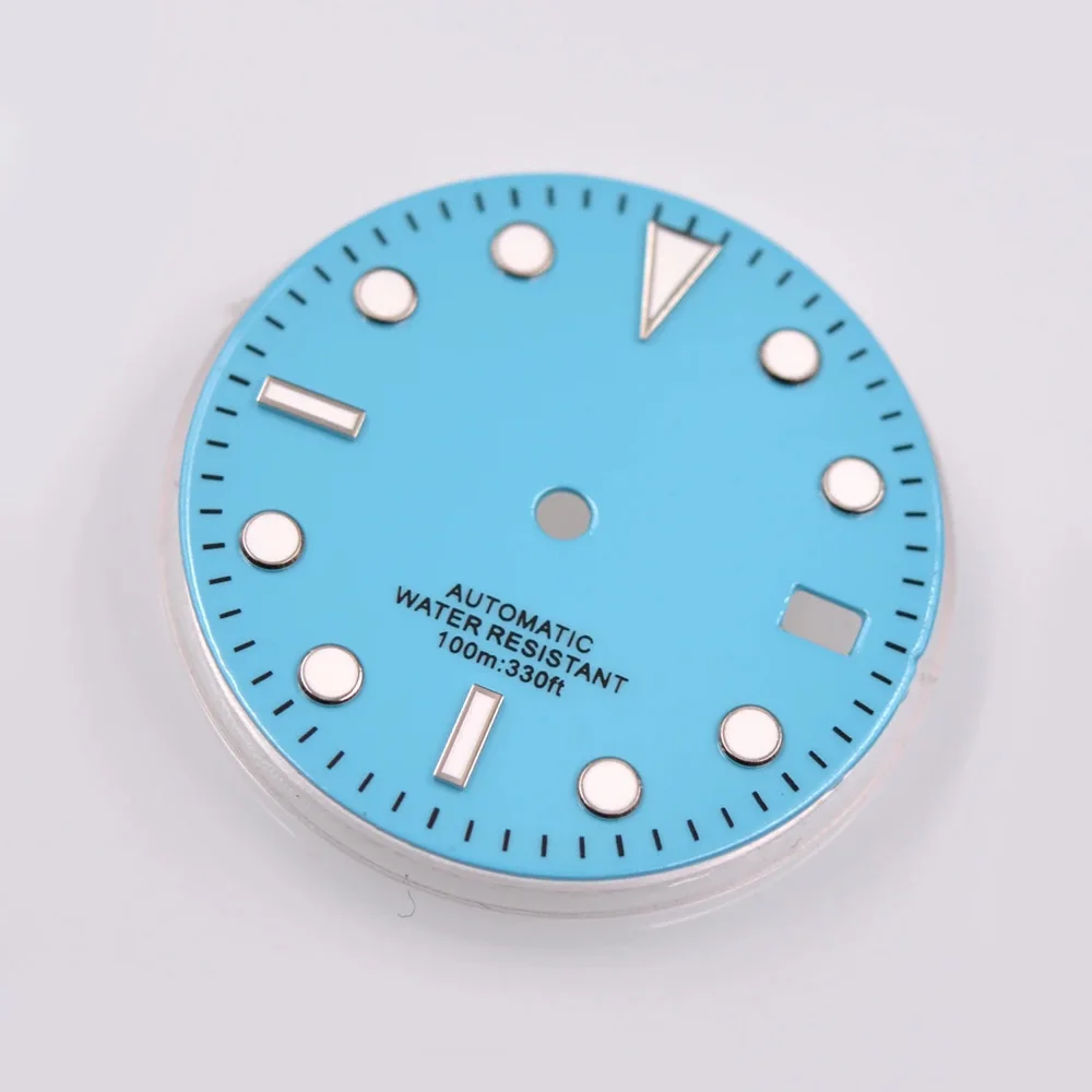 29 мм Светящийся синий циферблат подходит для Seiko NH35 NH35A механизм стерильный