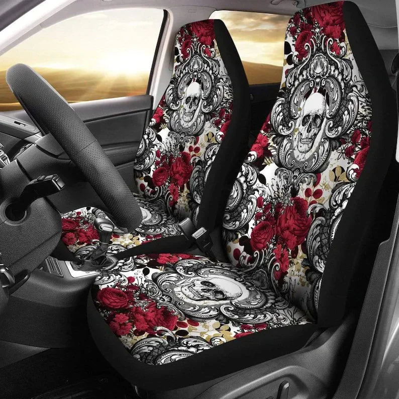 

Gothic Skull, Car Seat Covers Pair, 2 Front Seat Covers, Car Seat Protector, Seat Cover for Car, Car Seat Protector, Car Accesso