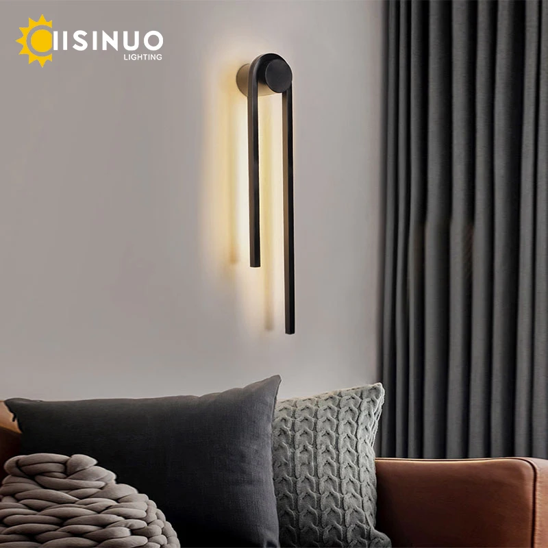 

Minimalist Wall Light U-Shaped Background Wall Lamp Industrial Black Gold Lighting for Home Decor Living room Dinning room Light