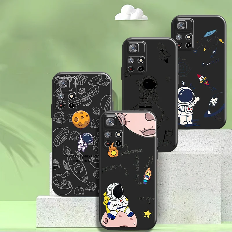 

Cartoon Cute Astronaut For Xiaomi Redmi 10 9 9T 9A 9AT 9C Redmi Note 11 11T 11S 10 10S 10T 9 9S Pro 5G Phone Case Back