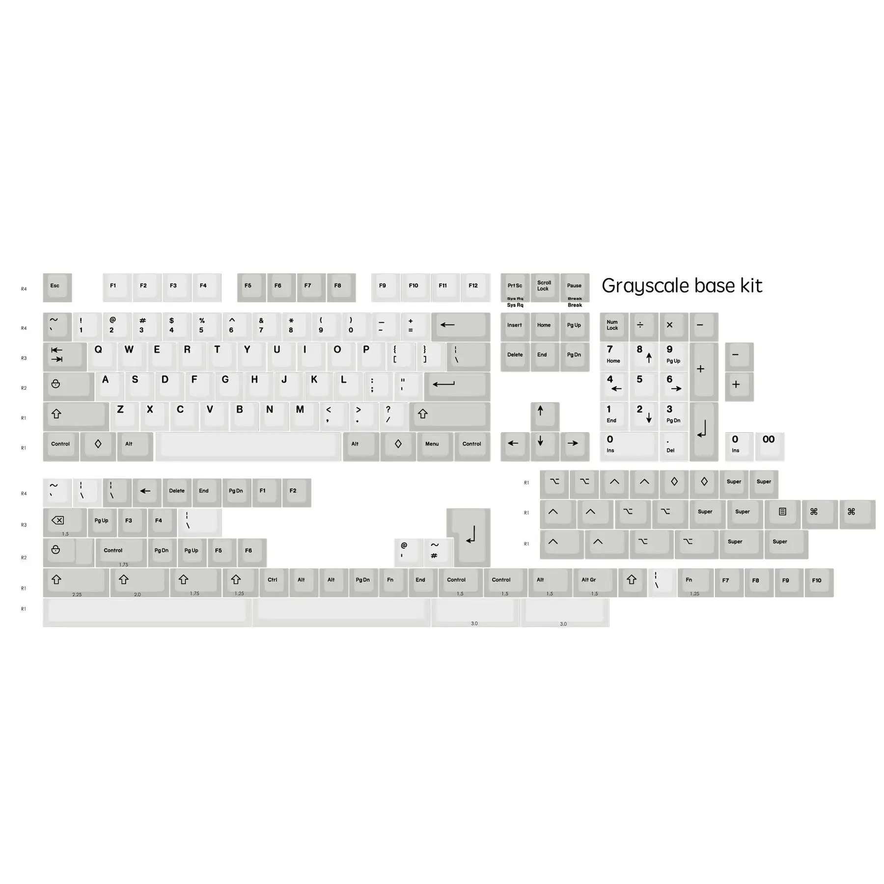 

KBDfans EnjoyPBT 179 Keys Cherry Profile DYE-SUB PBT Grayscale Keycaps Base Kit For MX Mechanical Keyboard