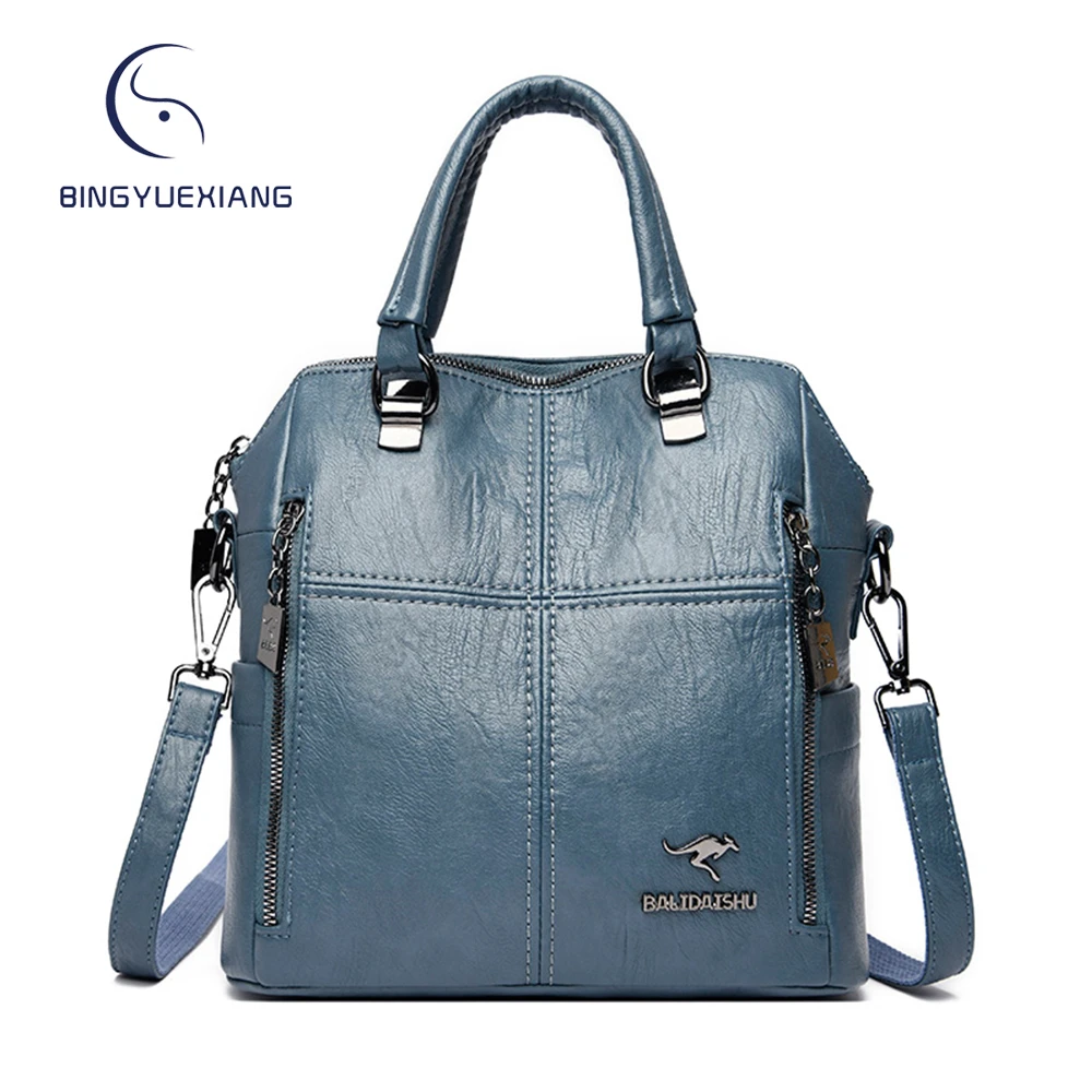 

Luxury Designer Solid Color Women's Backpack 2022 Multifunctional New Women Bags Premium Leather Ladies Shoulder Bag Wallet Sac