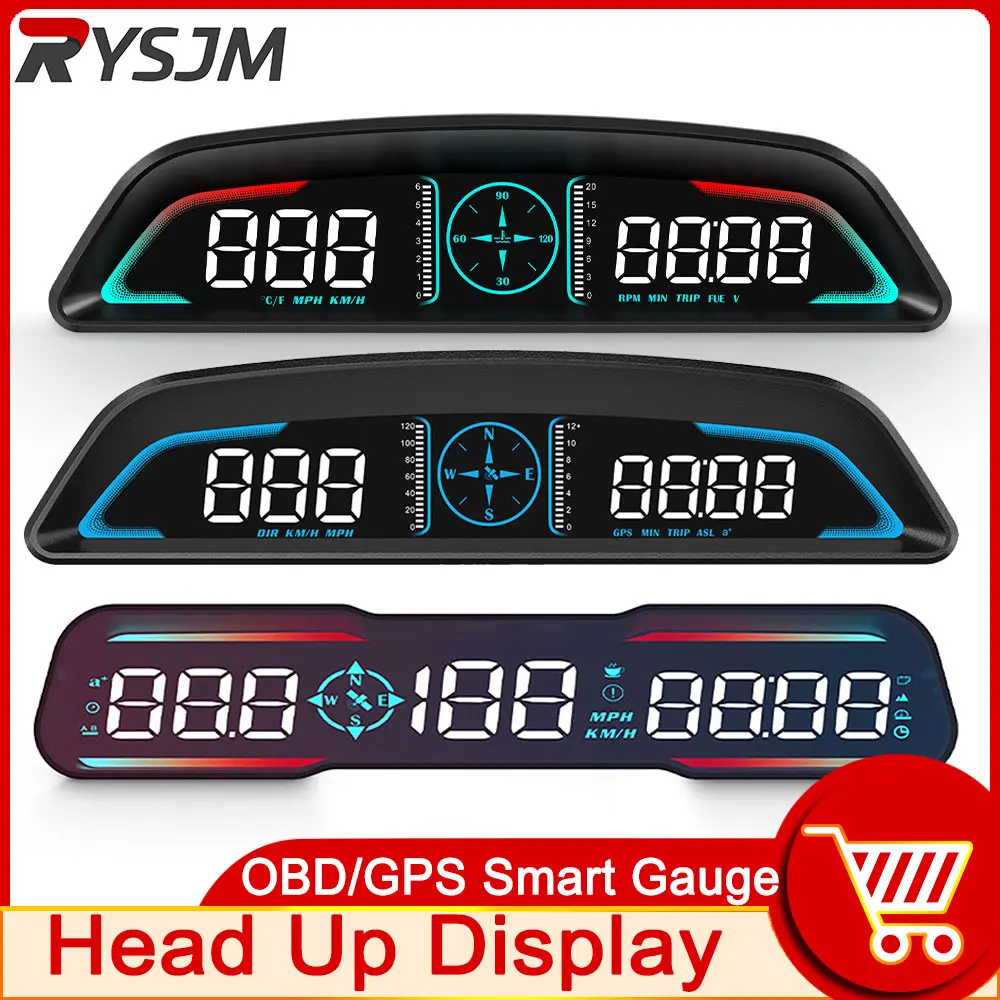 Автомобильный проекционный дисплей HUD OBD / GPS универсальный цифровой спидометр KMH