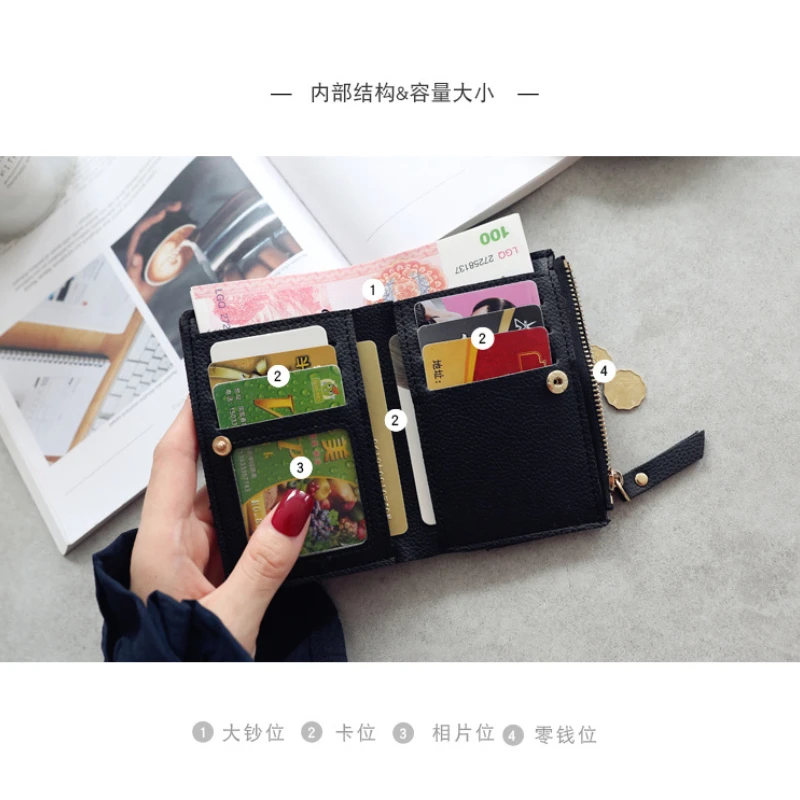 Women's Vertical Buckle Cherry Embroidered Short Trend Small Wallet 2023 New Student Simple Fashion Wallet Women's Purse
